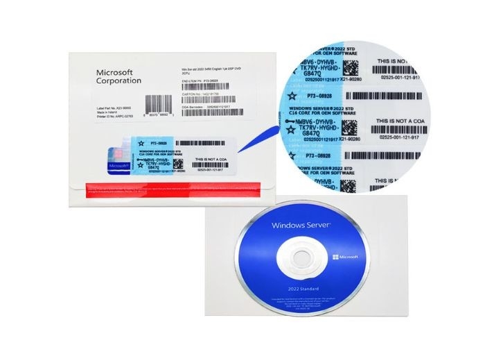16 Core DVD Microsoft Windows Server 2022 มาตรฐาน OEM ของแท้ 64 บิต