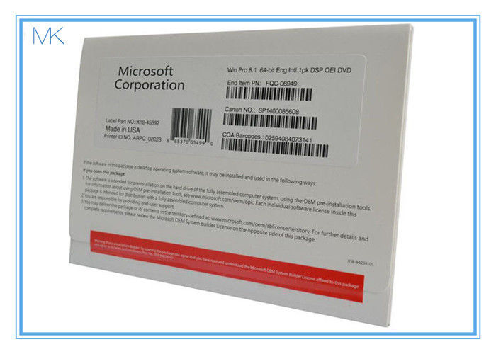Original Windows 8.1 64 Bit Product Key Oem Package With DVD Key Card