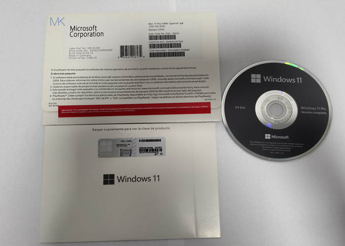 FQC-10529 Microsoft Windows 11 Pro OEM DVD เวอร์ชัน 64 บิตภาษาสเปน 22H2