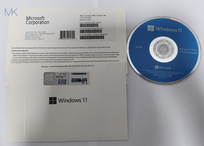 22H2 เวอร์ชันภาษาสเปน Microsoft Windows 11 Home OEM DVD Physical Box KW9-00639