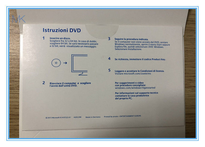 Win 10 Pro DVD + คีย์ 64 บิต DSP OEI 1pk OEM อิตาลี MS Windows Professional รหัส